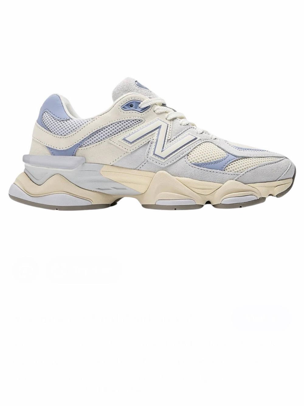 New Balance Coats The 9060 In “Pearl Grey” size 6.5